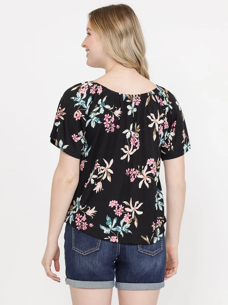 Women's Tropical Peasant Top