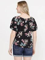 Women's Tropical Peasant Top