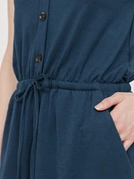 Women's Button Front Midi Dress