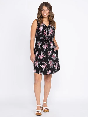 Women's Floral Half Button Dress