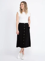 Women's Button Front Midi Skirt