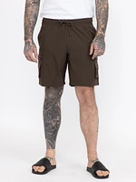 Brown Nylon Cargo E-Waist Short