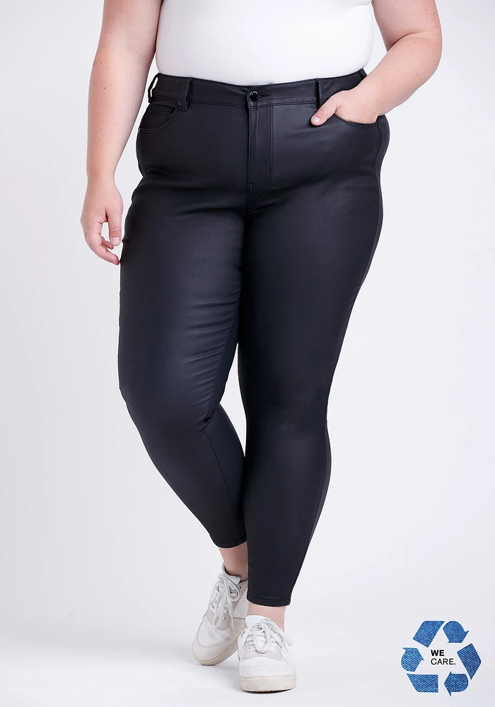 Women's Plus Black Coated Skinny Jeans