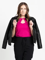 Women's Faux Leather Moto Jacket