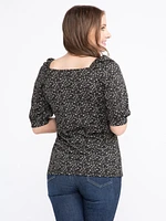 Women's Puff Sleeve Peasant Top