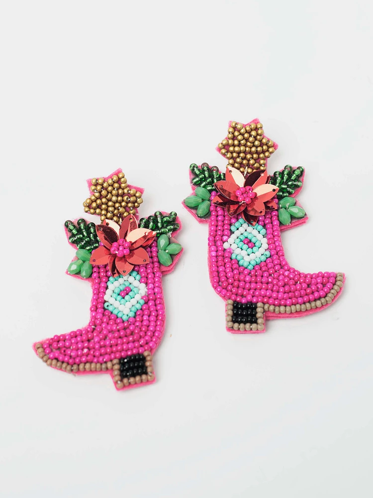 Women's Cowboy Boot Beaded Earrings