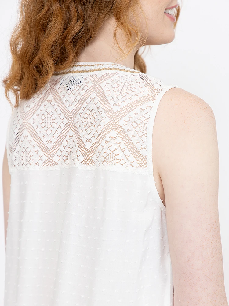 Women's Embroidered Peasant Tank