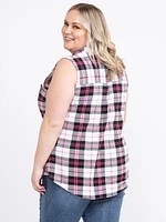 Women's Sleeveless Plaid Shirt