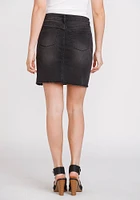 Women's Exposed Button Frayed Hem Skirt