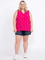 Women's Half Button Sleeveless Shirt