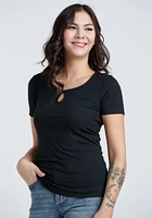 Women's Ribbed Keyhole Tee