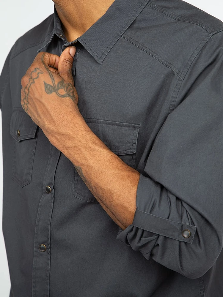 Men's Solid Washed Poplin Shirt