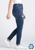 Women's High Rise 2 Button Destroyed Ankle Skinny