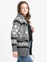 Women's Geometric Zip Front Cardigan