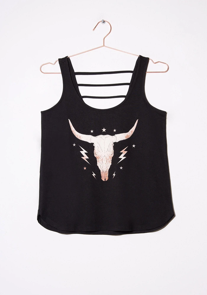 Women's Cow Skull Ladderback Tank