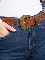 Women's Brown Western PU Belt