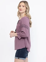 Women's Printed Peasant Top