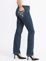 Women's Medium Dark Wash Embellished Straight Jeans