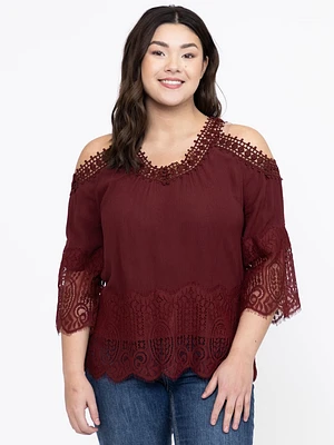Women's Lace Cold Shoulder Top