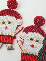 Women's Surfing Santa Beaded Earrings