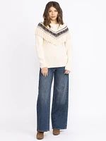 Women's Geometric Fringe Sweater