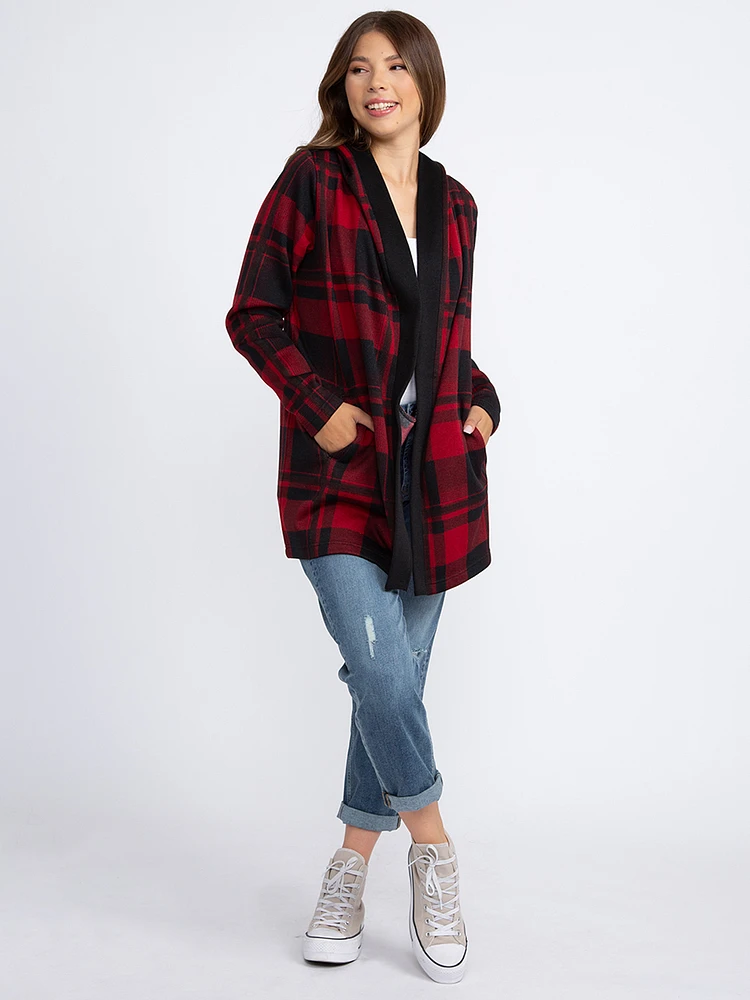 WOMEN'S PLAID HOODED WRAP