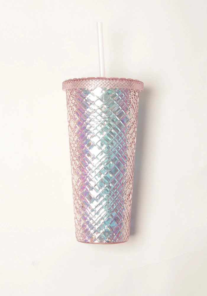 24 oz Diamond Cut Blush Tumbler