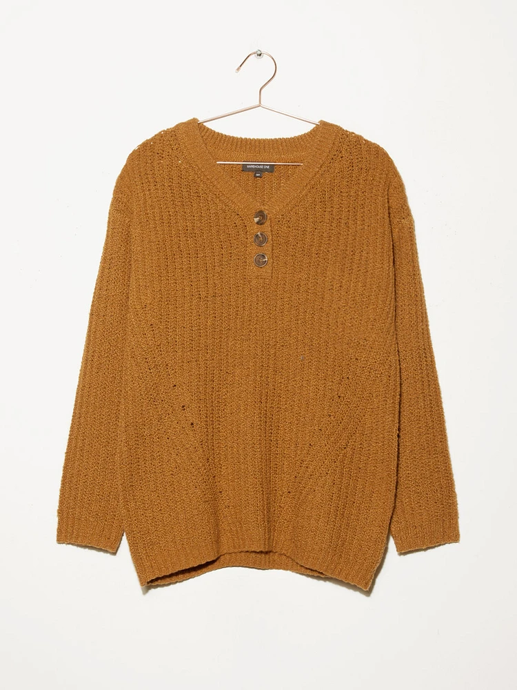 Women's Ribbed Boucle Henley