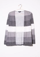 Women's Stripe Roll Sleeve Cardigan