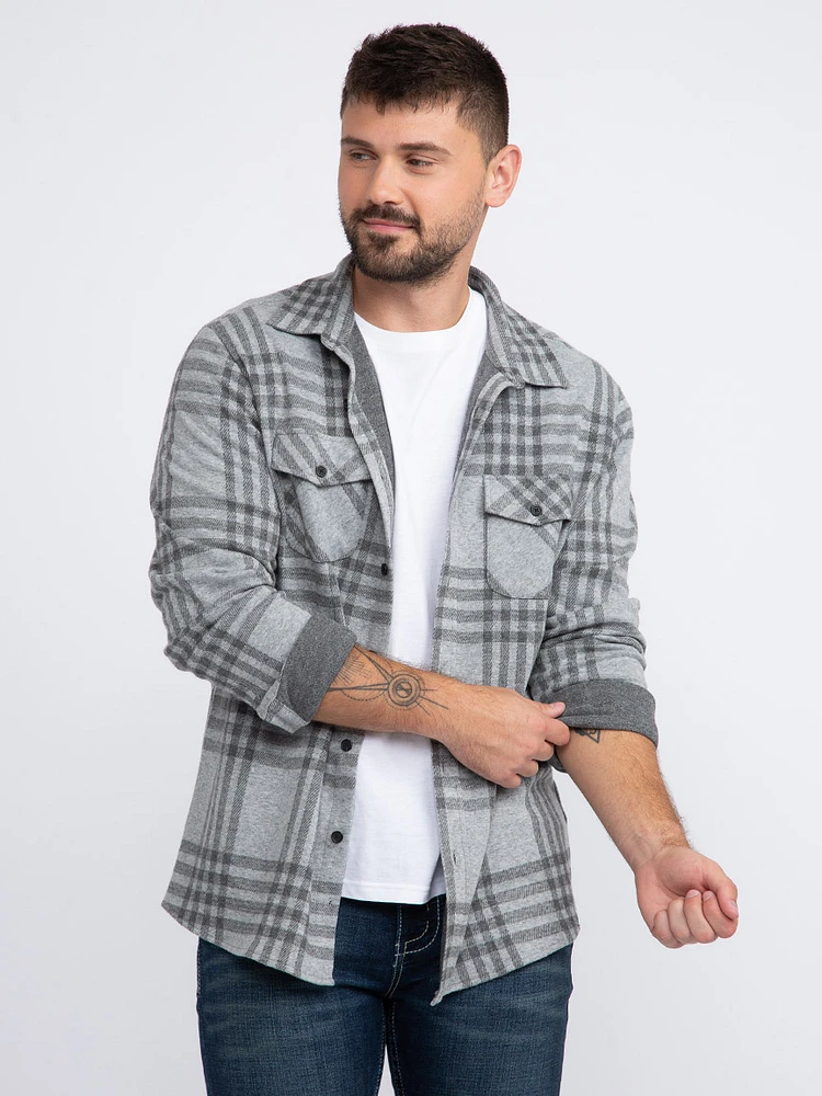 Men's Brushed Knit Plaid Shirt