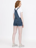 Women's Medium Dark Wash Cuffed Relaxed Denim Shortall