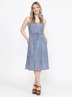Women's Stripe Laceup Midi Dress