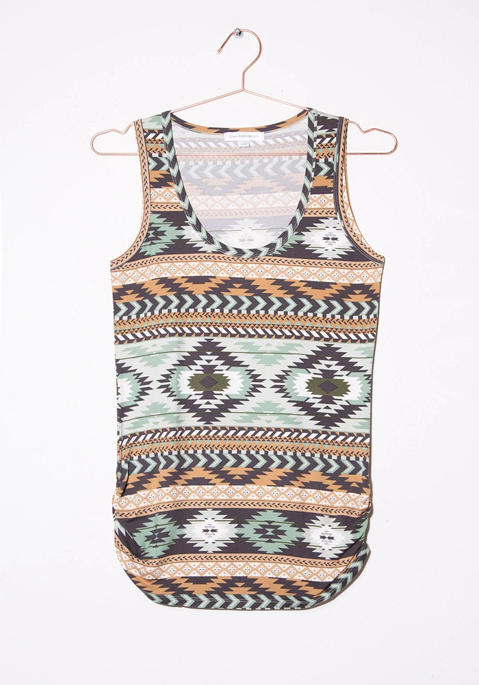 Women's Geometric Side Ruched Tank