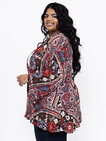 Women's Geometric Ruffle Cardigan