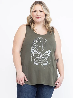 Women's Glitter Butterfly Scoop Neck