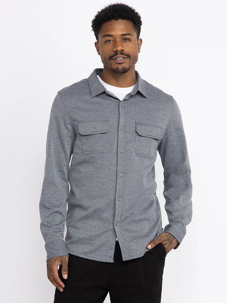Men's Twill Knit Flannel Shirt