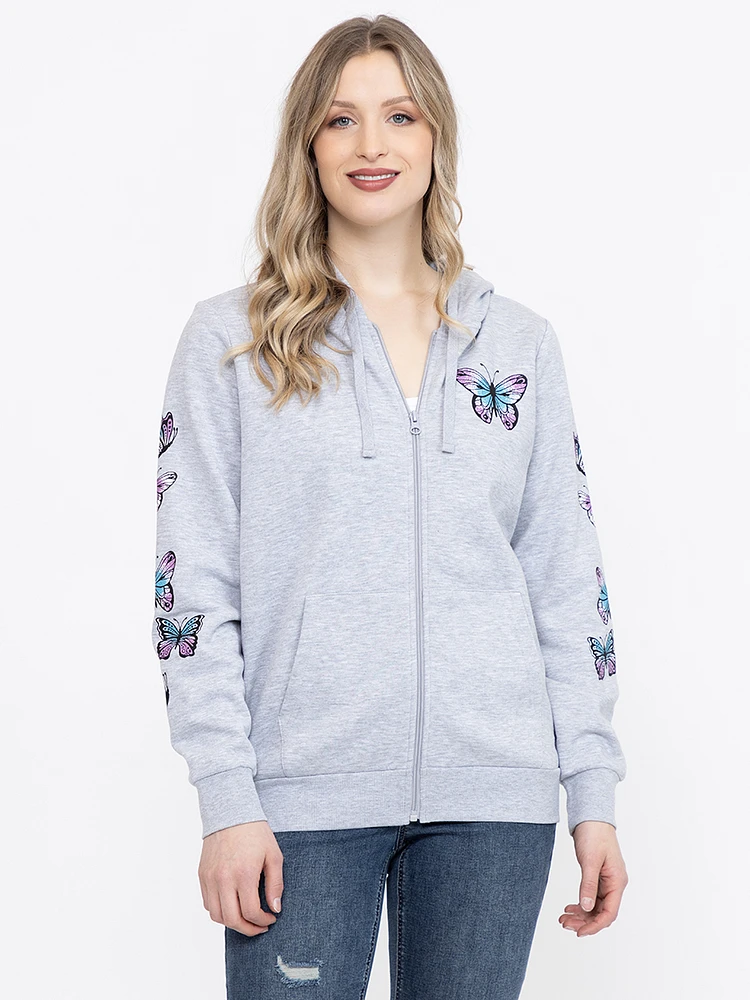 Womens Butterfly Zip Hoodie