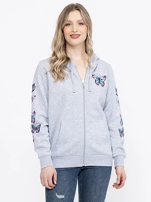 Womens Butterfly Zip Hoodie