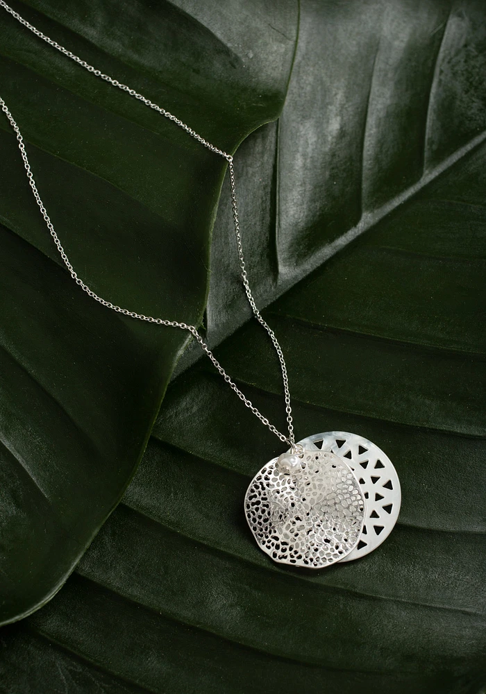 Sand Dollar Stack Silver Necklace