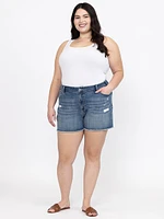 Women's Plus Frayed Hem Denim Shortie wi