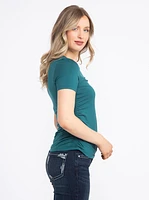 Women's Crew Neck Side Ruched Tee