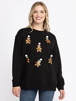 Women's Sequin Gingerbread Sweatshirt