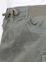Women's Light Olive Knit Waist Cargo Mini Skort