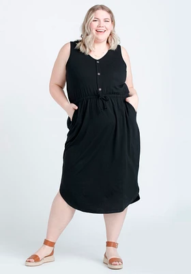 Women's Button Front Midi Dress