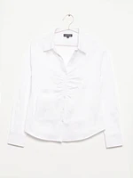 Women's Ruched Button Front Shirt