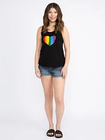 Women's Rainbow Heart Scoop Neck Tank