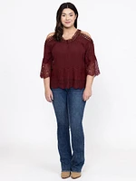 Women's Lace Cold Shoulder Top