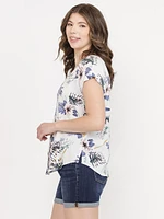 Women's Tropical Button Front Top