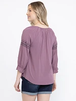 Women's Printed Peasant Top