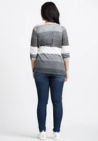 Women's Stripe Roll Sleeve Cardigan